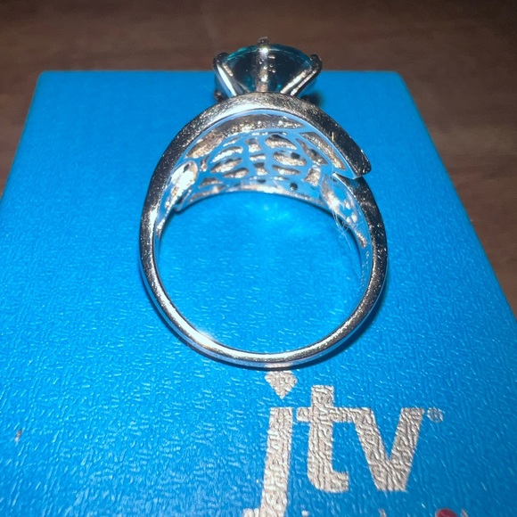 NWOT JTV Raised Blue Stone Ring with Angel Wings - Picture 3 of 6
